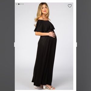 Black off the shoulder maxi maternity dress
